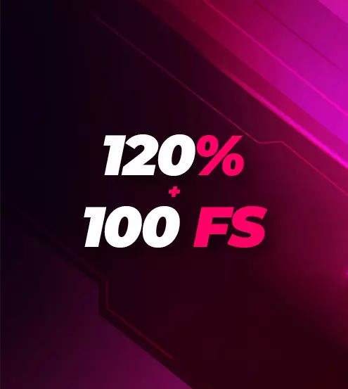На 2-й депозит - 120% + 100 FS